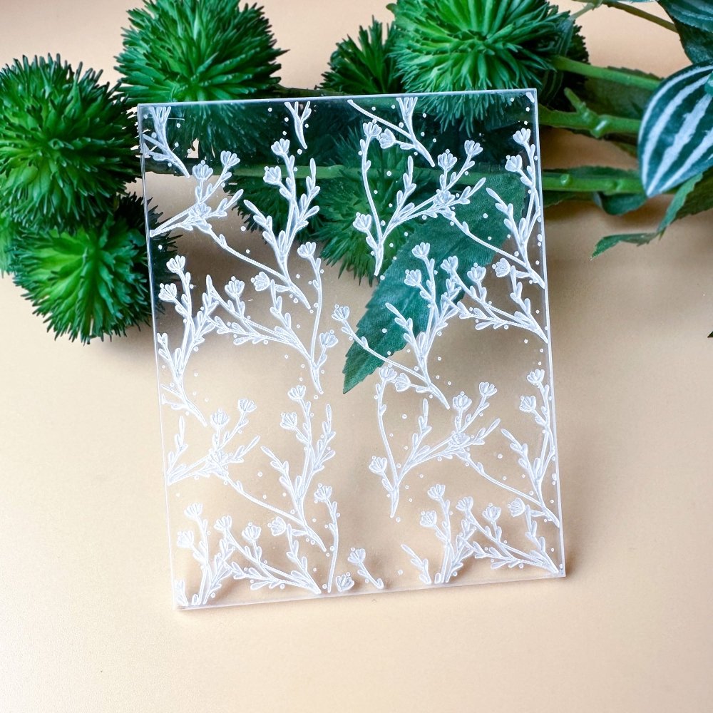 Wildflowers Texture Stamp Clear Acrylic Embossing Plate