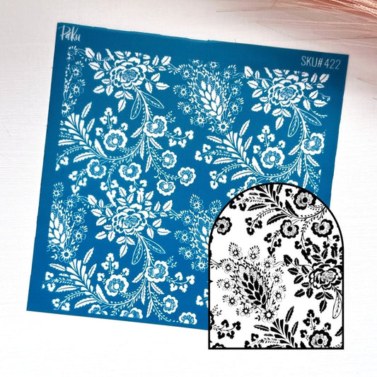 Floral Embroidery Silkscreen Stencil - 