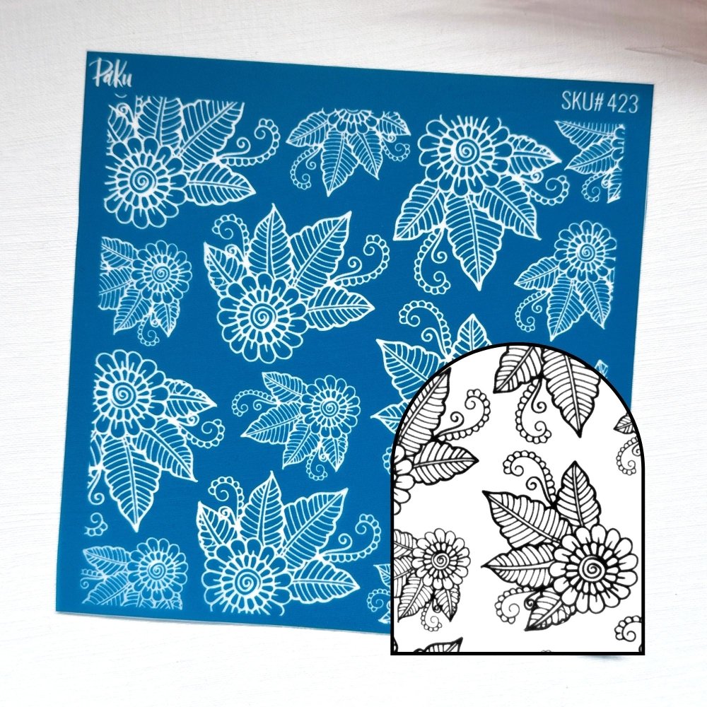 Floral Embroidery Silkscreen Stencil - 