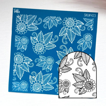 Floral Embroidery Silkscreen Stencil - 