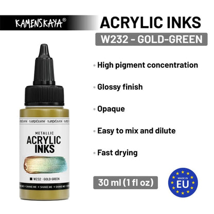 Kamenskaya Acrylic Ink 30ml | Chameleon Gold - Green - 