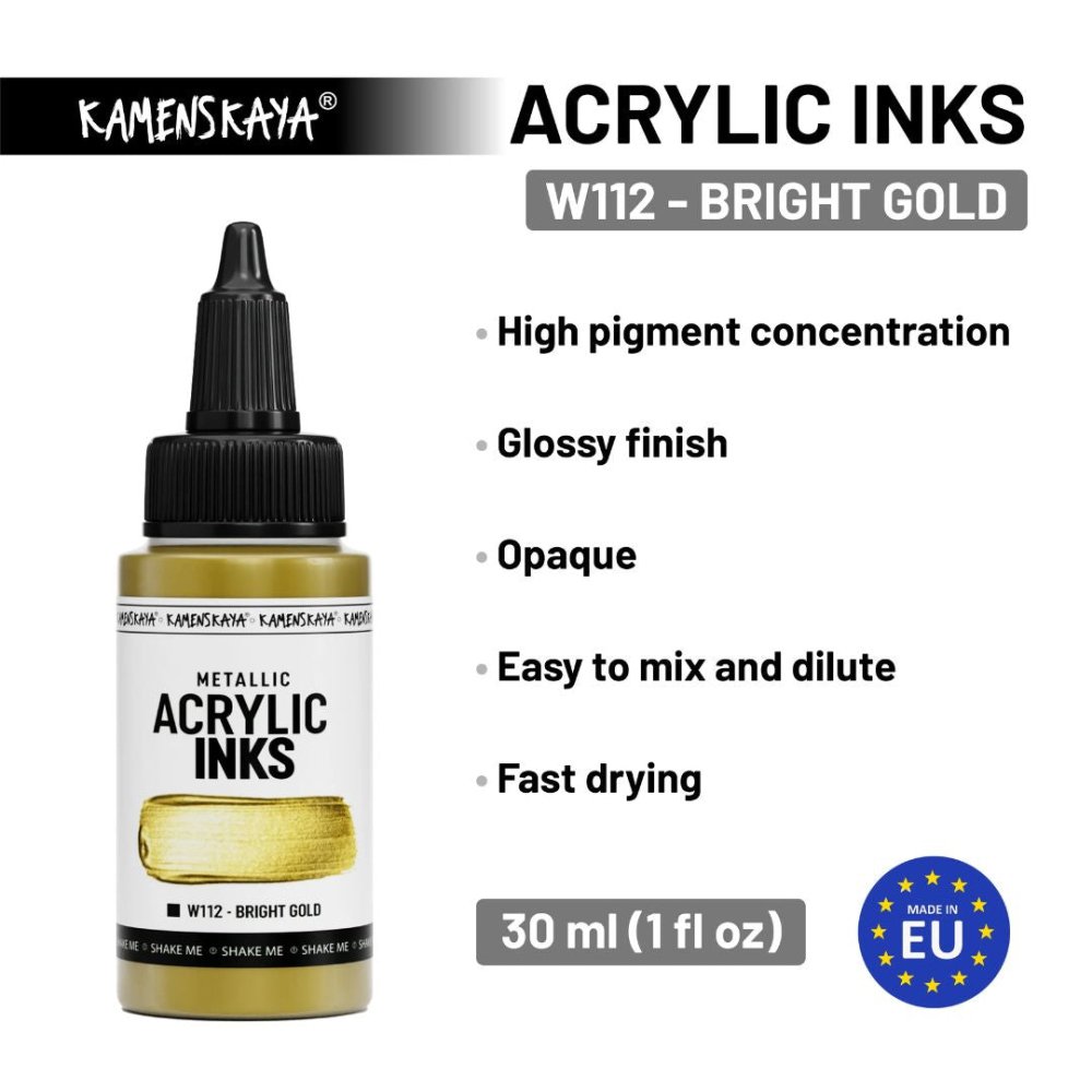 Kamenskaya Acrylic Ink 30ml | Metallic Bright Gold - 