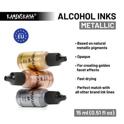 Kamenskaya Alcohol Ink 15ml | Metallic M - 11 Silver - 