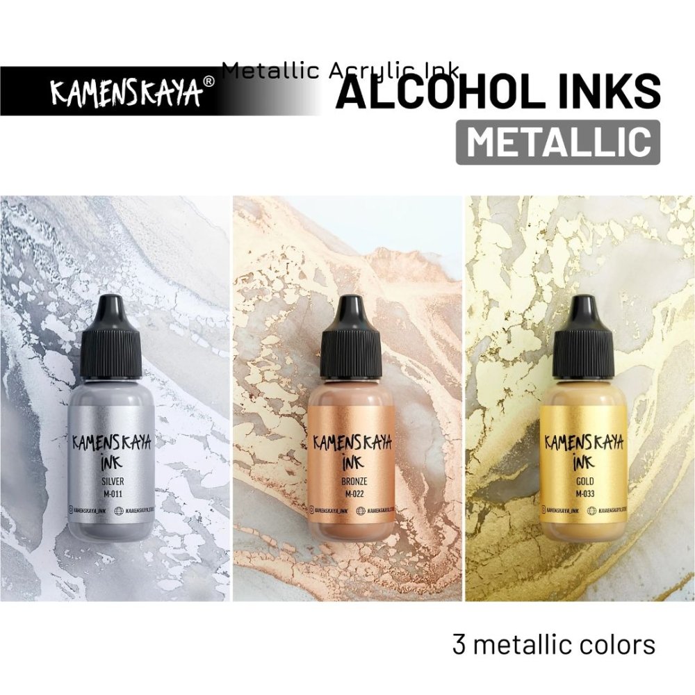 Kamenskaya Alcohol Ink 15ml | Metallic M - 11 Silver - 