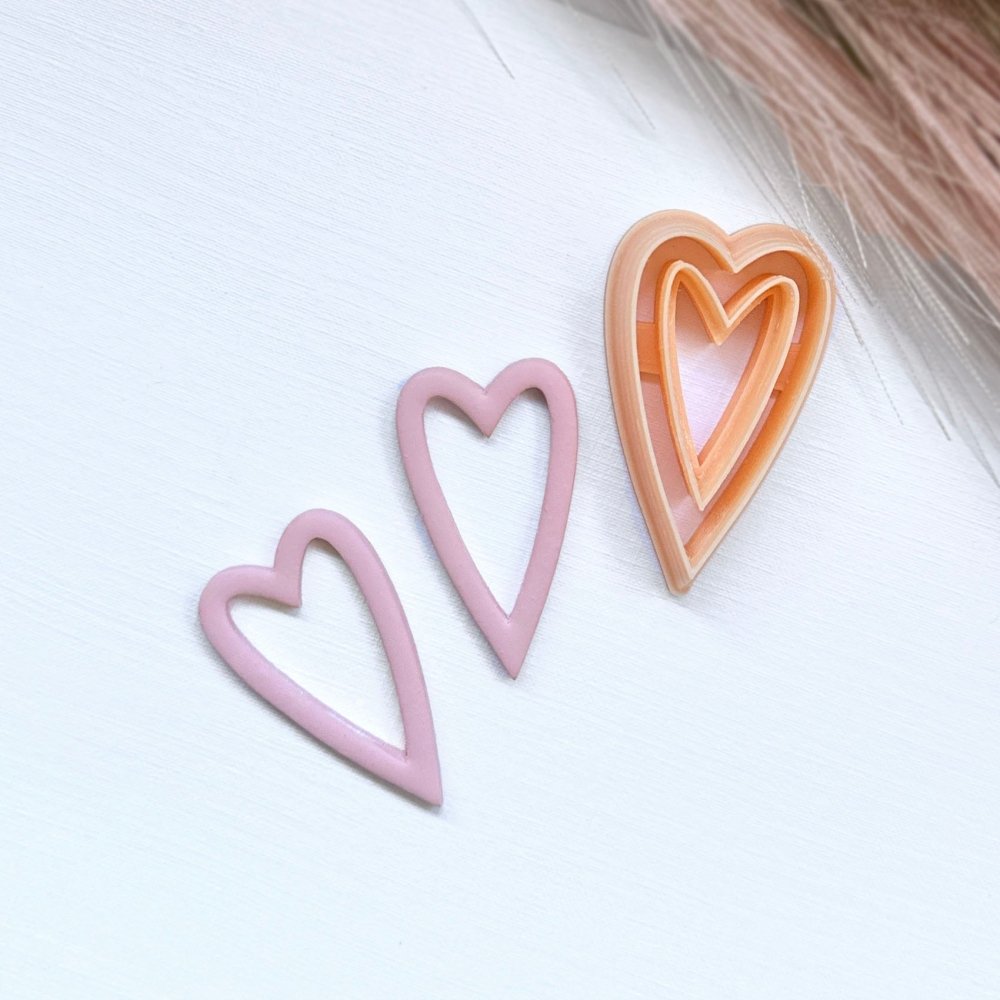 Long Heart Clay Cutter | Skinny Outline - 