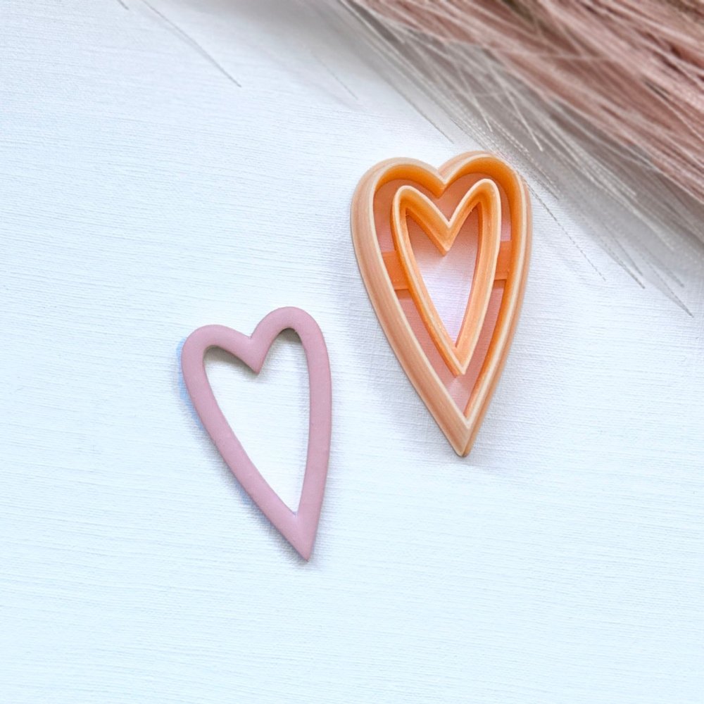 Long Heart Clay Cutter | Skinny Outline - 