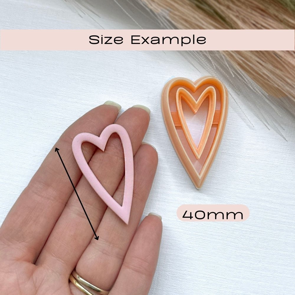 Long Heart Clay Cutter | Skinny Outline - 