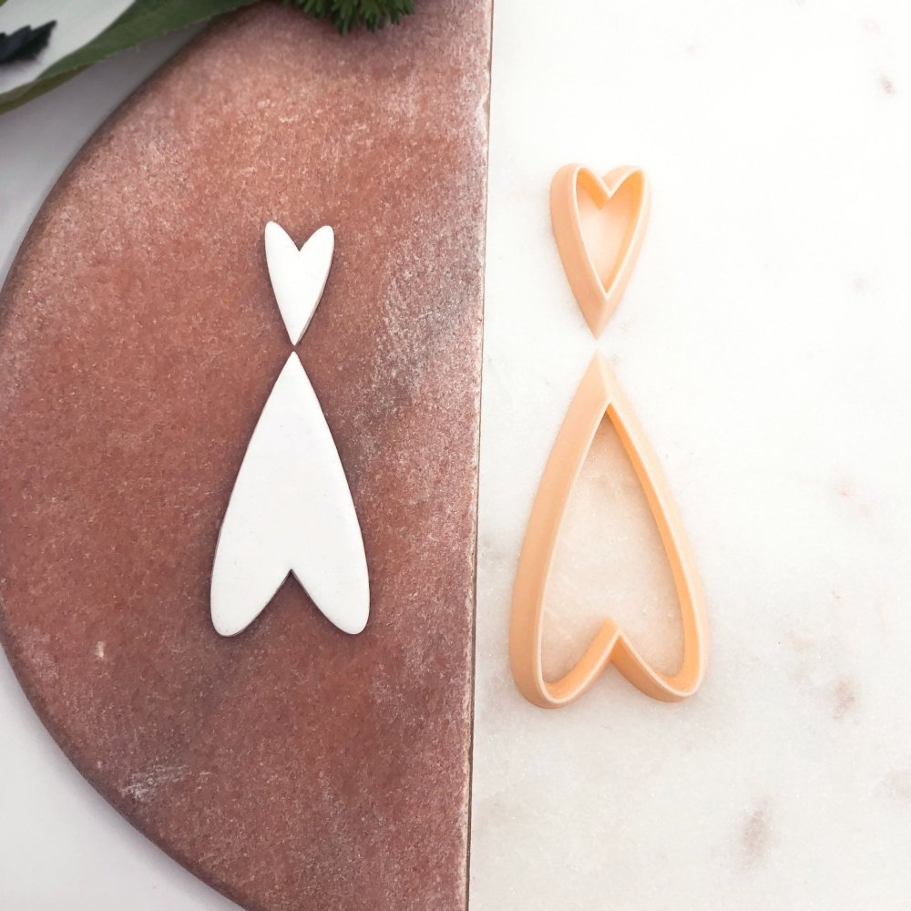 Long Skinny Heart Polymer Clay Cutter - 