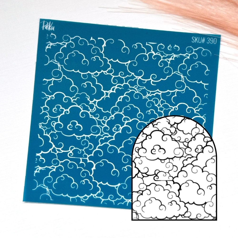 Puffy Clouds Silkscreen Stencil - 