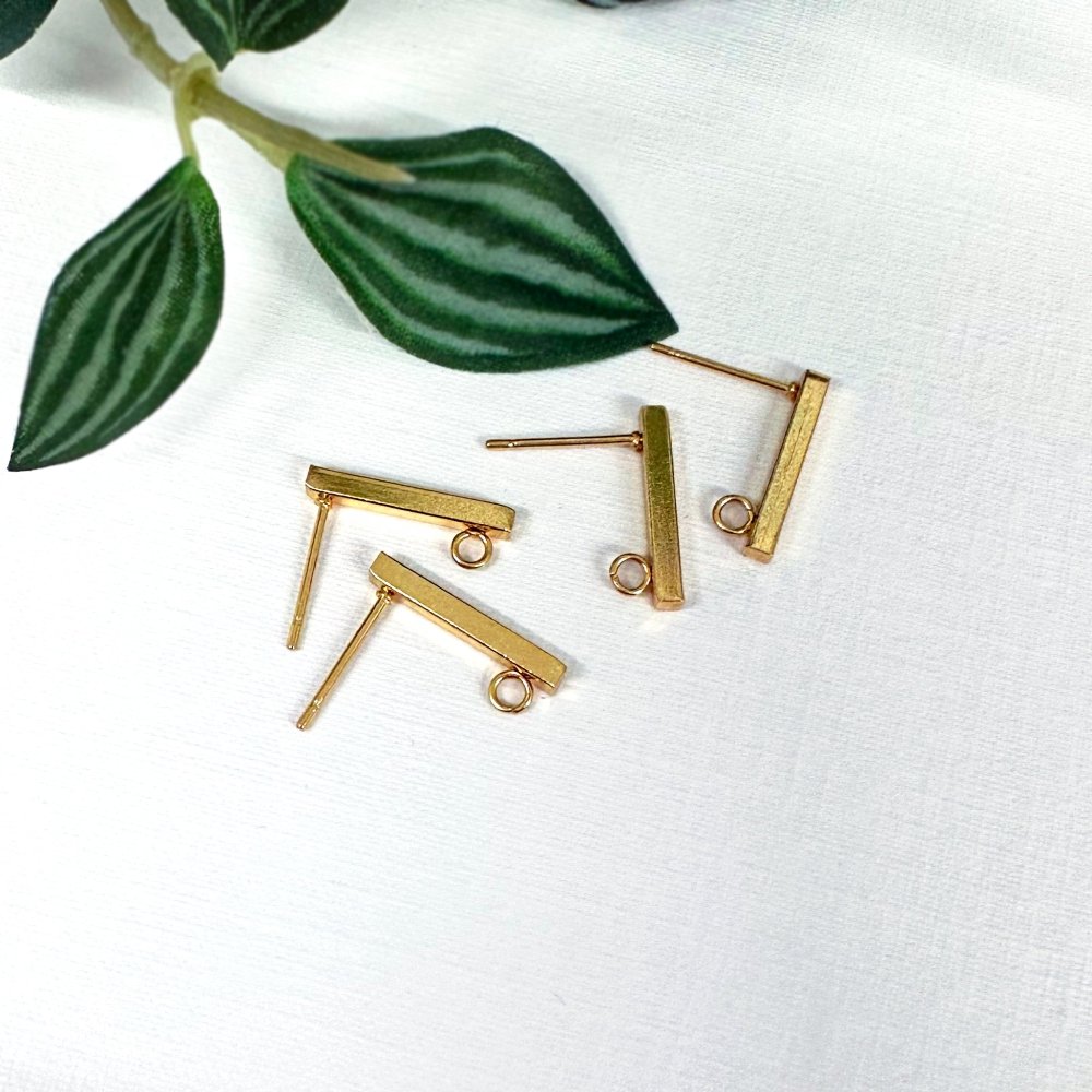 Rectangle Bar Earring Stud Posts | Gold Findings - 