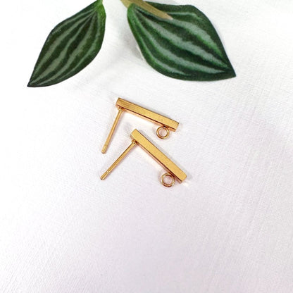 Rectangle Bar Earring Stud Posts | Gold Findings - 