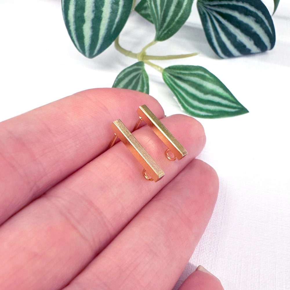 Rectangle Bar Earring Stud Posts | Gold Findings - 