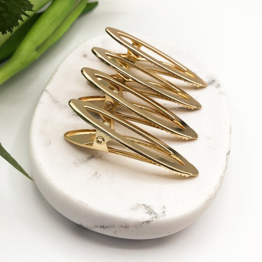 Pack of Barrette Hair Clip Blanks • Pack D • Choose from a pack of 4 or 8 Clips • Oval Donut • Hair Crocodile | Alligator Clip • Gold Craft Accessories • UK -
