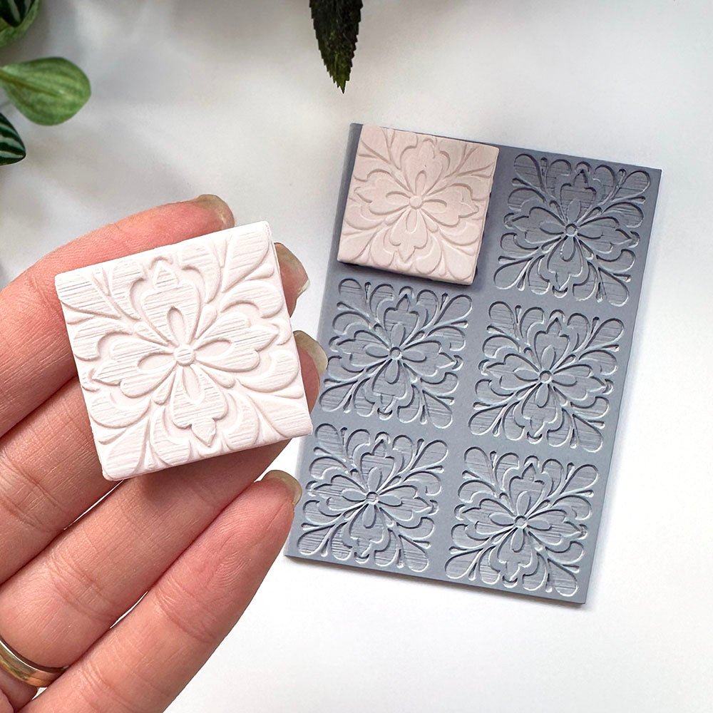 Portuguese Tiles Texture Stamp Rubber Embossing Mat Kaly and Klay